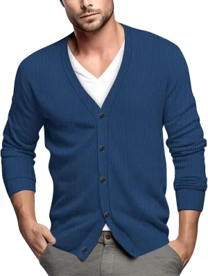 Men's Cardigan Sweater Long Sleeve V Neck Sweater for Men Button up Sweaters Knitted Pullovers Casual Sweatshirt