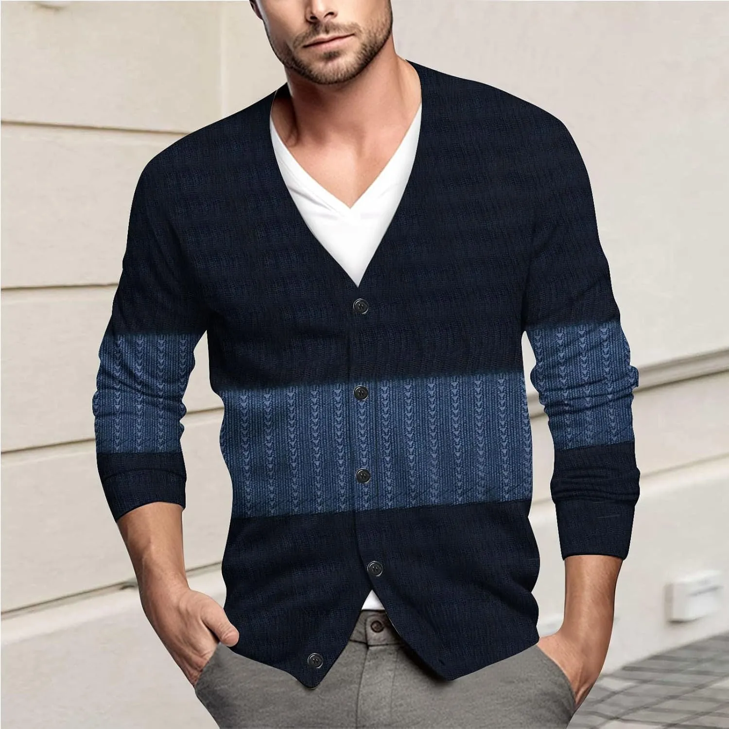 Men's Cardigan Sweater Long Sleeve V Neck Sweater for Men Button up Sweaters Knitted Pullovers Casual Sweatshirt