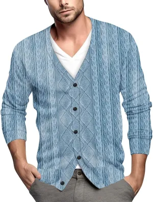 Men's Cardigan Sweater Long Sleeve V Neck Sweater for Men Button up Sweaters Knitted Pullovers Casual Sweatshirt