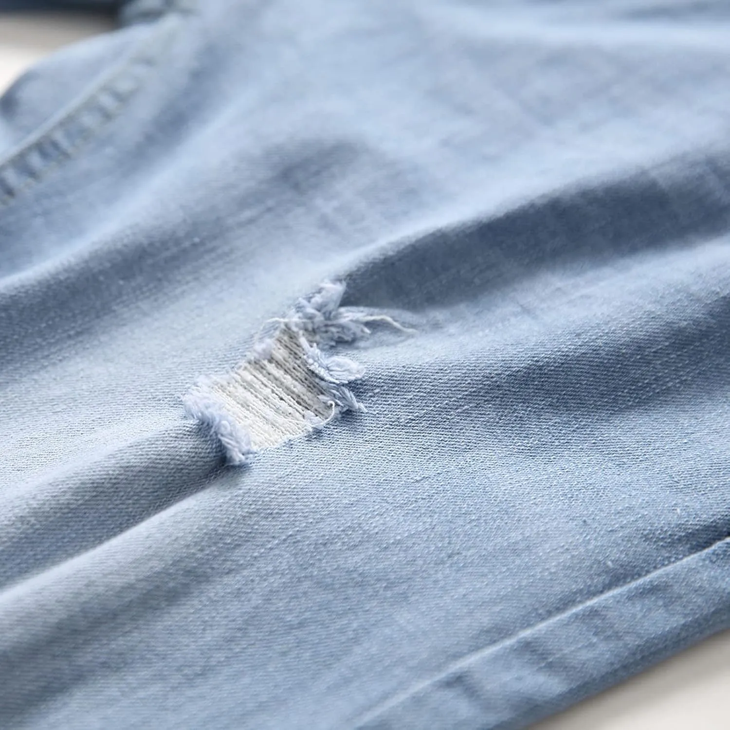 Mens Casual Slim Fit Jeans Stretch Hip Hop Distressed Ripped Skinny Zip Denim Pants Fashion Straight Leg Washed Jean Trousers
