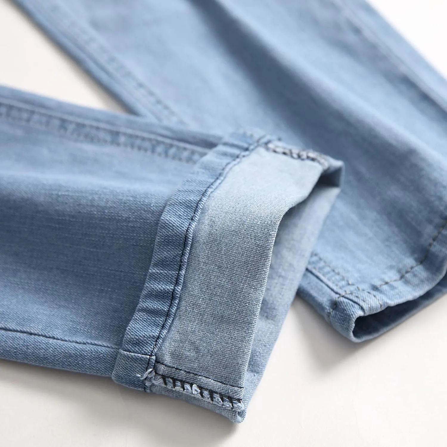 Mens Casual Slim Fit Jeans Stretch Hip Hop Distressed Ripped Skinny Zip Denim Pants Fashion Straight Leg Washed Jean Trousers