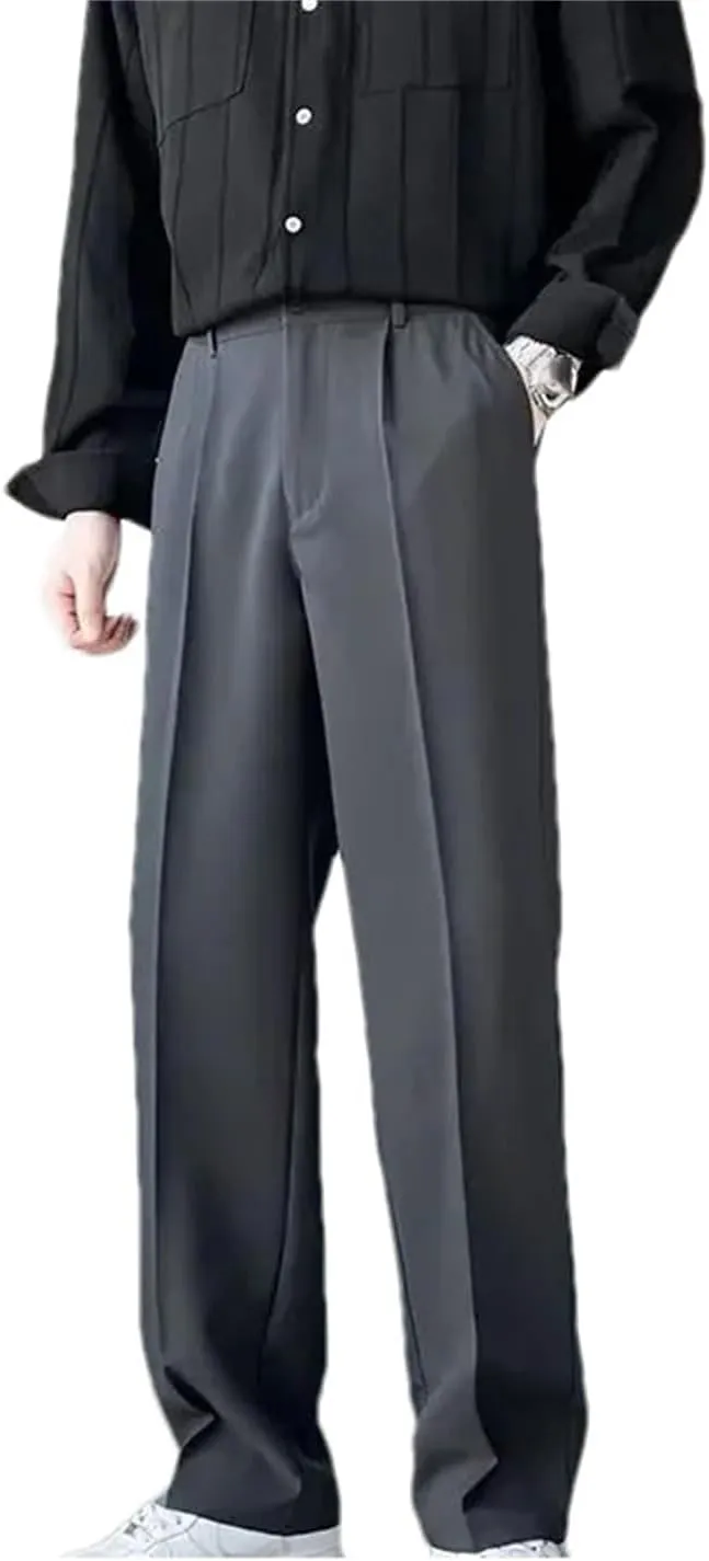 Men's Extended Suit Trousers Loose-Fit Straight-Leg Casual Pants