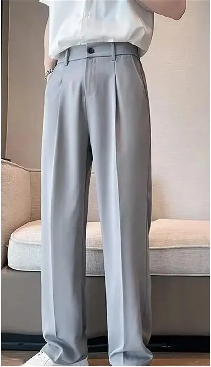 Men's Extended Suit Trousers Loose-Fit Straight-Leg Casual Pants
