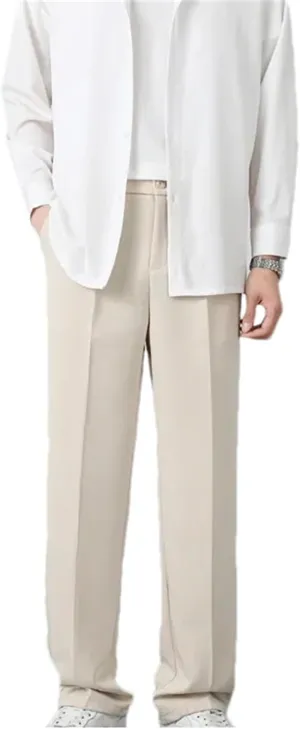 Men's Extended Suit Trousers Loose-Fit Straight-Leg Casual Pants