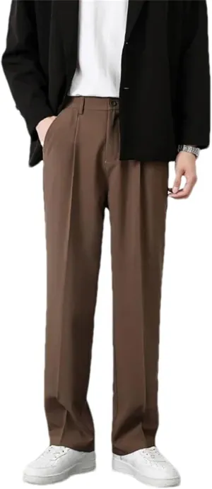 Men's Extended Suit Trousers Loose-Fit Straight-Leg Casual Pants