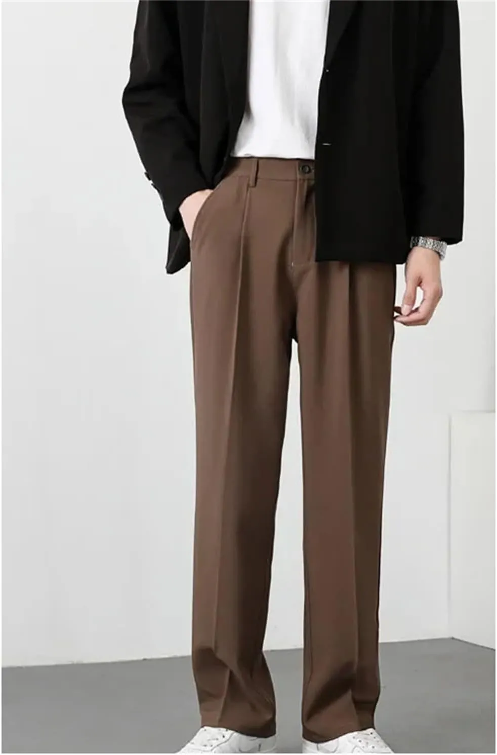 Men's Extended Suit Trousers Loose-Fit Straight-Leg Casual Pants