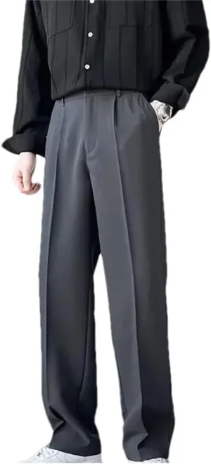 Men's Extended Suit Trousers Loose-Fit Straight-Leg Casual Pants