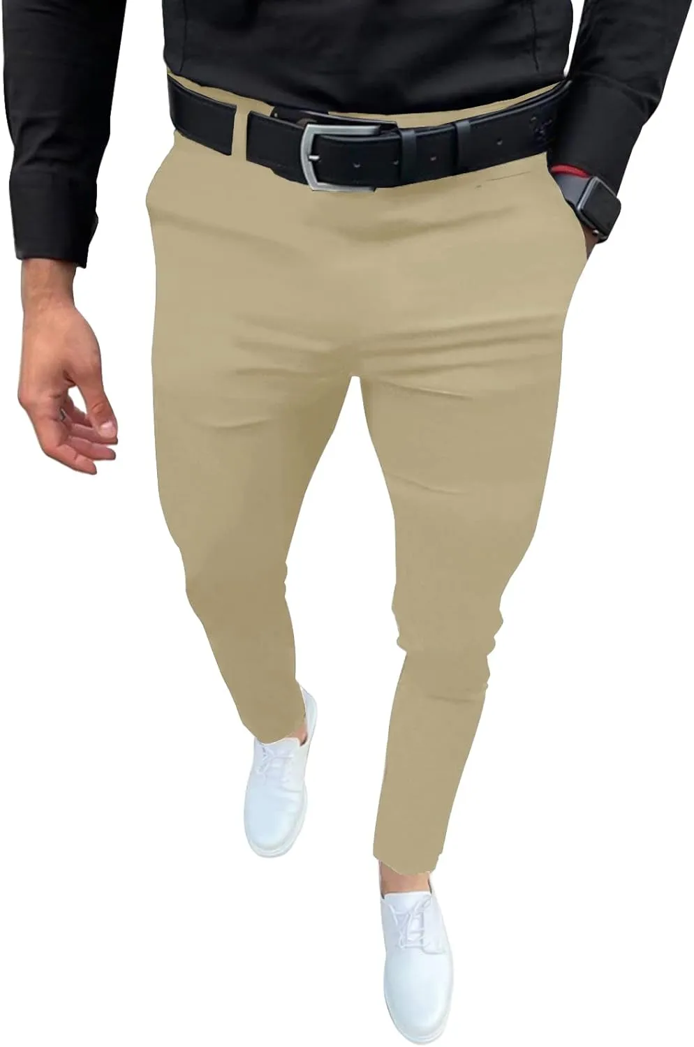 Mens Fashion Slim Fit Dress Pants Casual Business Skinny Stretch Pants Golf Pants