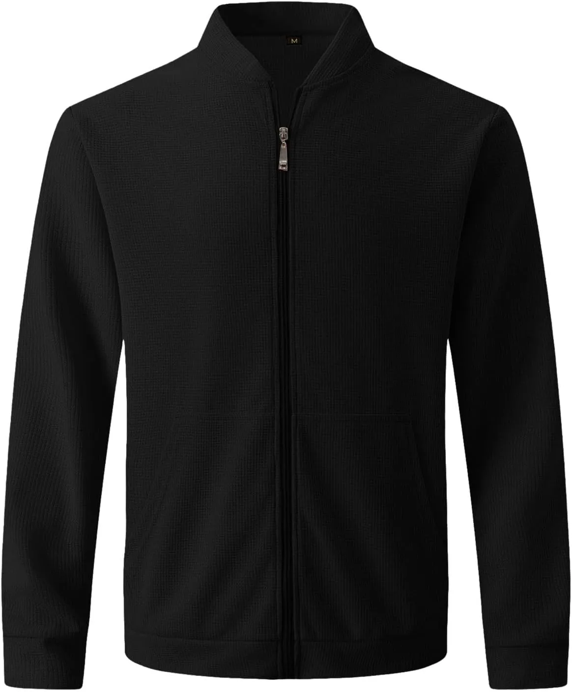 Men's Jacquard Polar Fleece Jacket Lightweight Full Zip Jackets Casual Outdoor Warm Cardigan Sweater Jackets Pockets