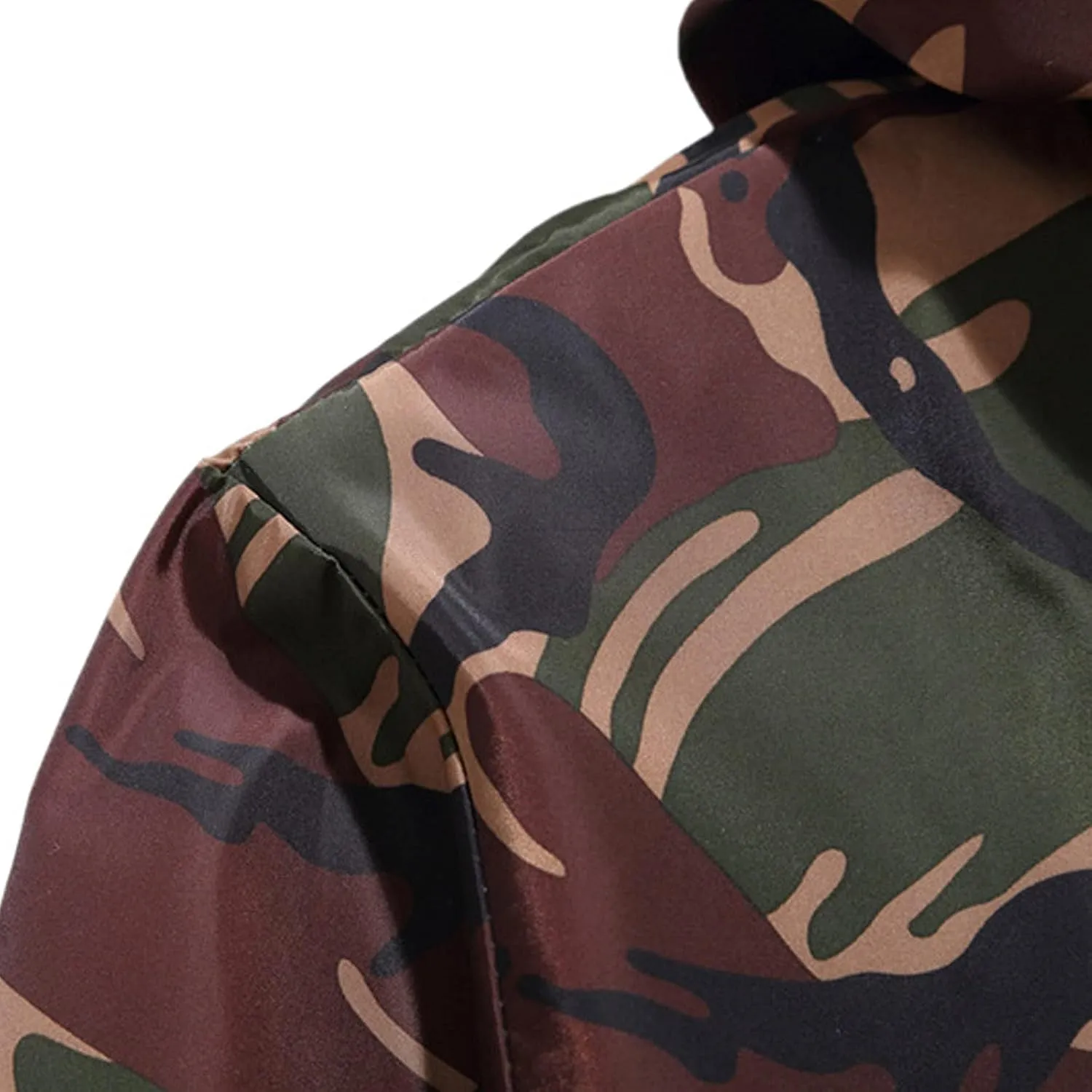 Mens Rain Jackets Zip Up Hooded Waterproof Windbreakers Loose Lightweight Coats Fashion Camo Jackets with Pockets