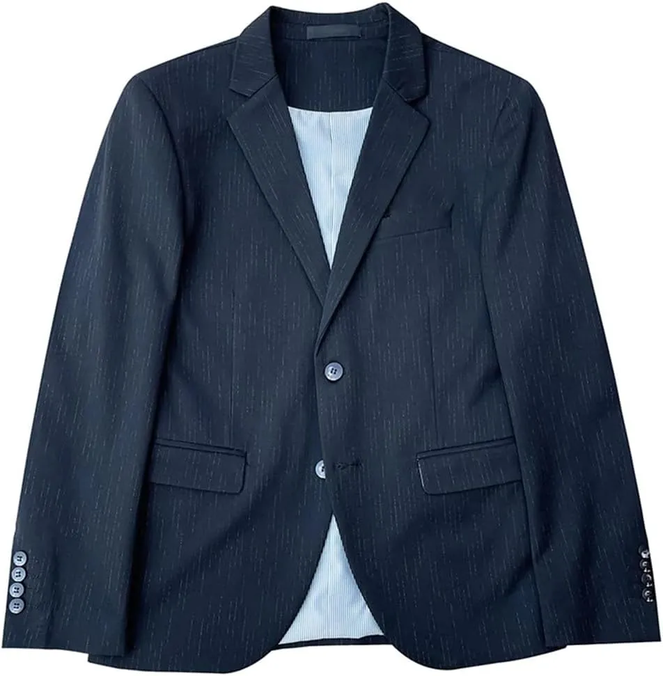 Men's Spring Autumn Striped Blazers Fashion Slim Fit Dress Tuxedo Business Suit Jackets