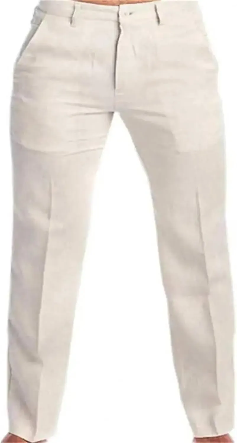 Men's Stand Pocket Casual Linen Pants Solid White Gray Trouser Plus Size Mens Sweatpants Men Streetwear