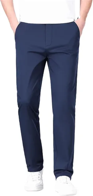 Men's Straight Pants Business Solid Color Khaki Light Gray Casual Formal Suit Trousers