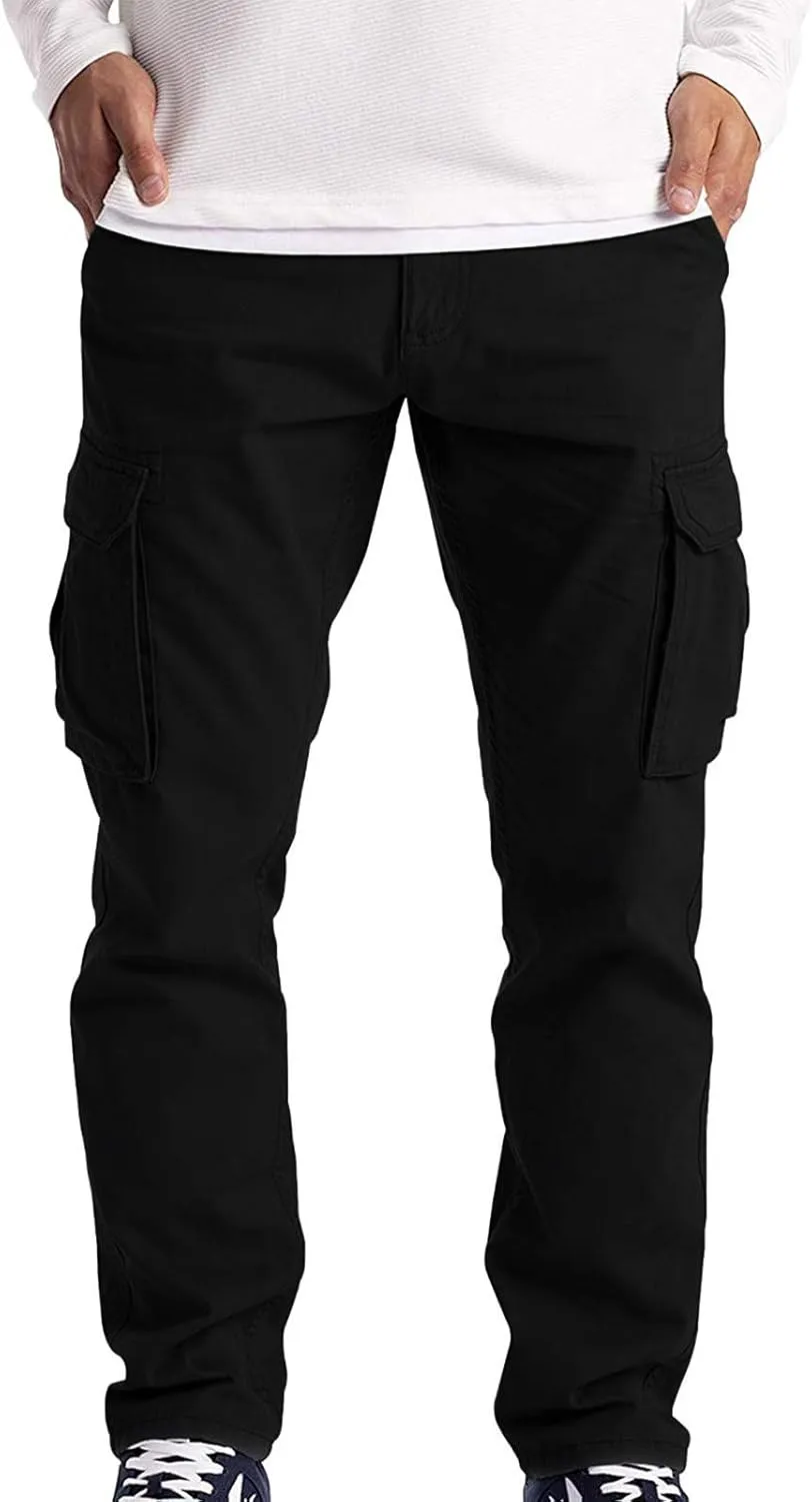 Mens Sweatpants Pants Casual Jogging Sports Elastic with Pockets Men's Men's Pants Heavyweight Fleece Cargo