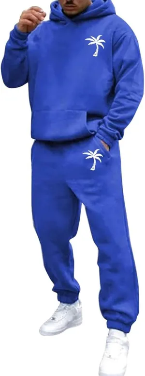 Mens Tracksuit 2 Pieces Set Long Sleeve Hoodie Sweatsuit Pullover Athletic Jogging Suits Casual Outfit with Pockets