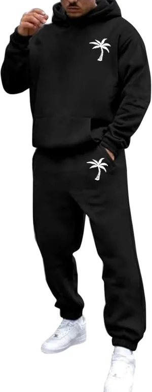 Mens Tracksuit 2 Pieces Set Long Sleeve Hoodie Sweatsuit Pullover Athletic Jogging Suits Casual Outfit with Pockets