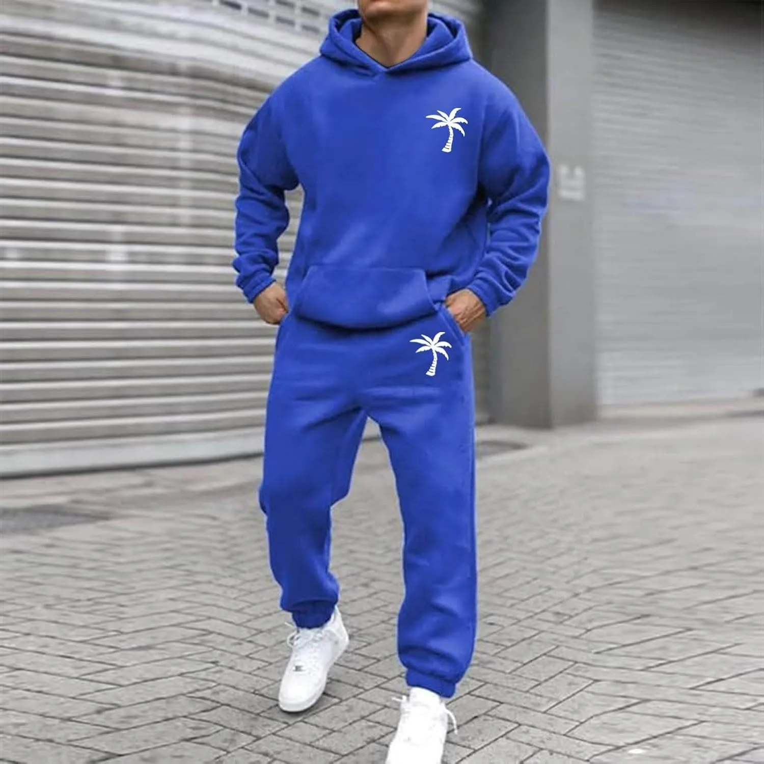 Mens Tracksuit 2 Pieces Set Long Sleeve Hoodie Sweatsuit Pullover Athletic Jogging Suits Casual Outfit with Pockets