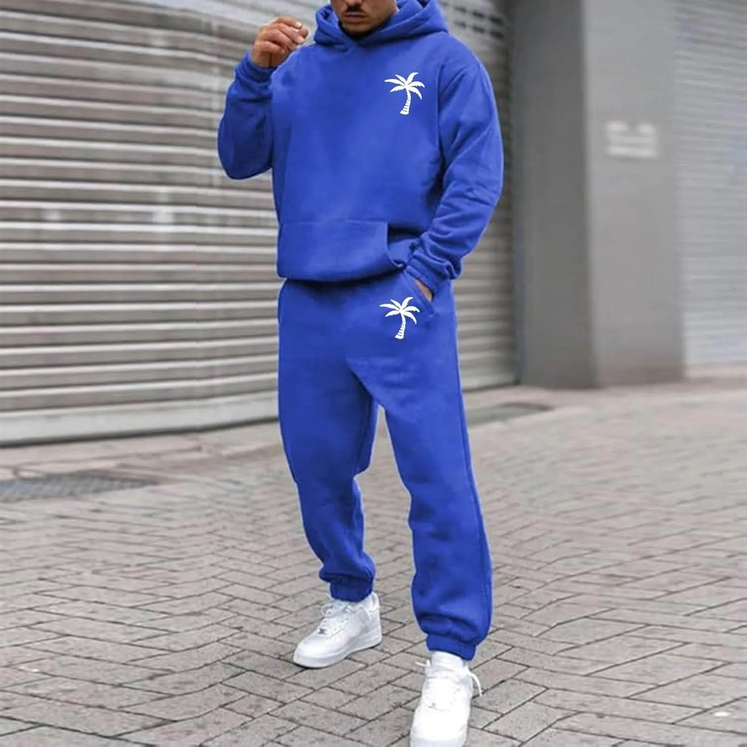 Mens Tracksuit 2 Pieces Set Long Sleeve Hoodie Sweatsuit Pullover Athletic Jogging Suits Casual Outfit with Pockets