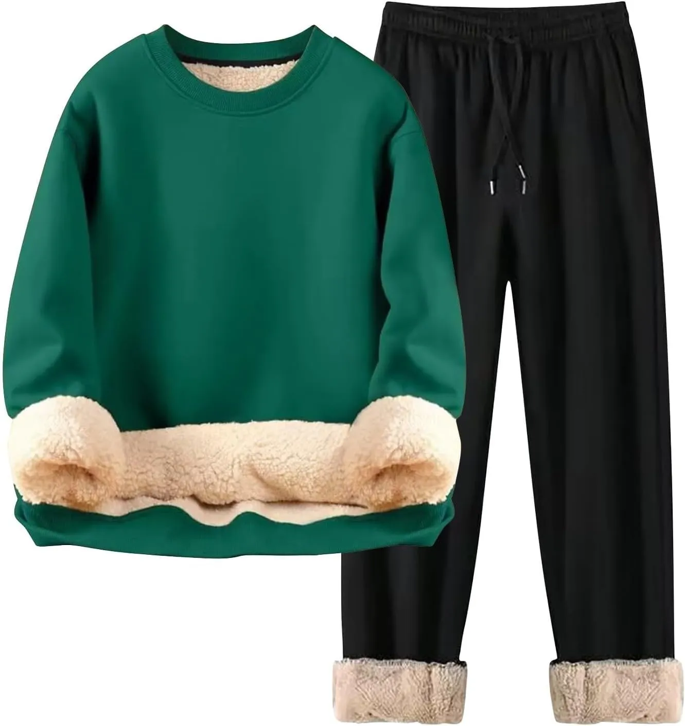 Men's Tracksuit Sherpa Fleece Lined Hoodie 2 Piece Athletic Sweatsuit Casual Fleece Sport Pant Suit Sets