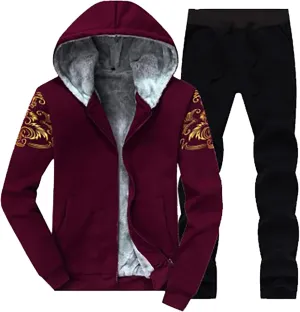 Men's Tracksuits 2 Piece Fleece Lined Tracksuit Set Outfits Jogging Sweatsuit Outdoor Athletic Hoodies Sweatpant Sets