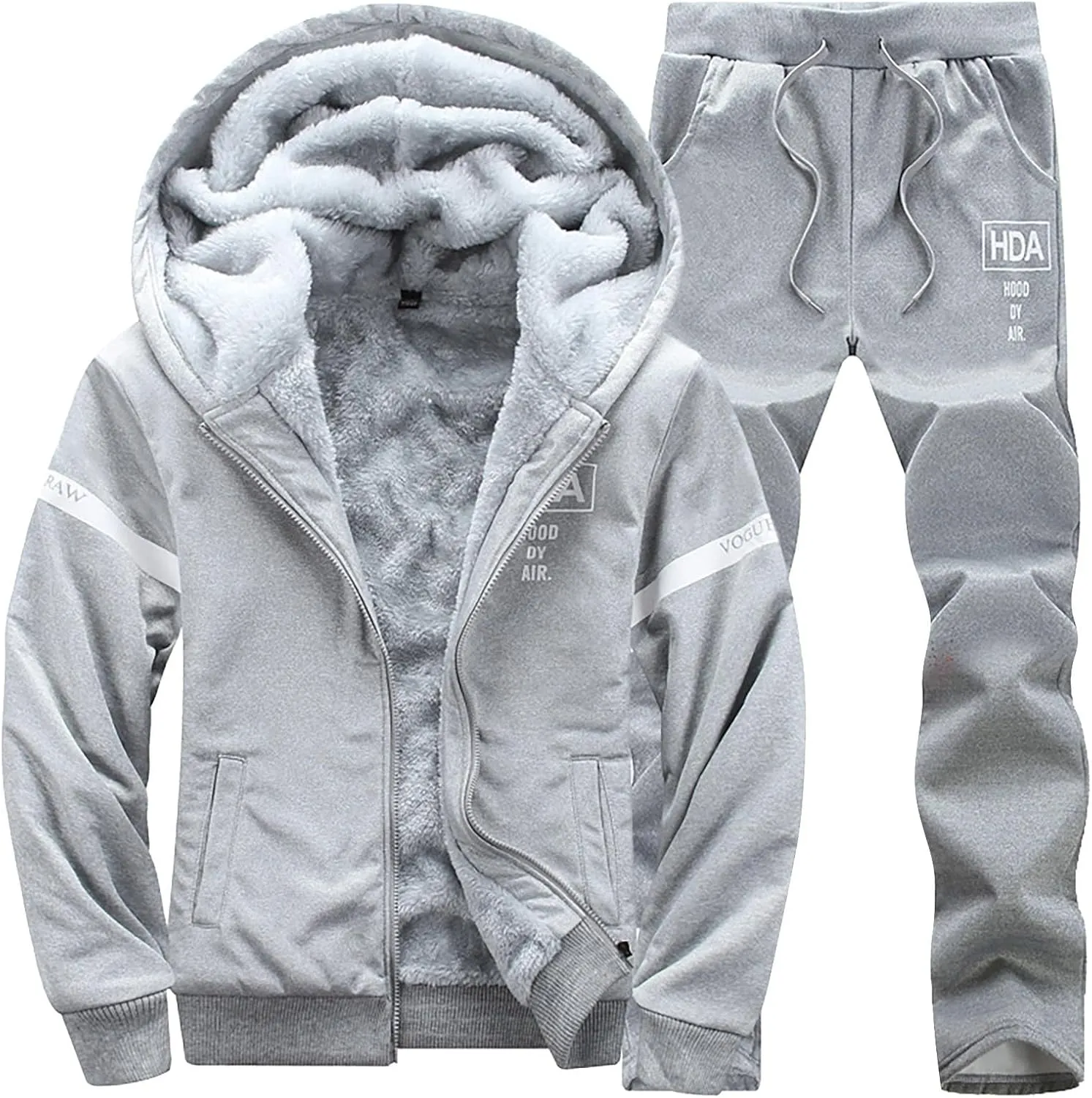 Men's Tracksuits 2 Piece Fleece Lined Tracksuit Set Outfits Jogging Sweatsuit Outdoor Athletic Hoodies Sweatpant Sets