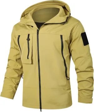 Men's Waterproof Rain Jacket Lightweight Hooded Raincoat Outdoor Hiking Windbreaker 2024 Spring & Fall Rain Coats