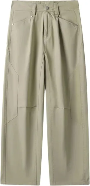 Men's Wide Leg Casual Pants Fashion Solid Color Washed Cotton Loose Straight Trousers Male Spring