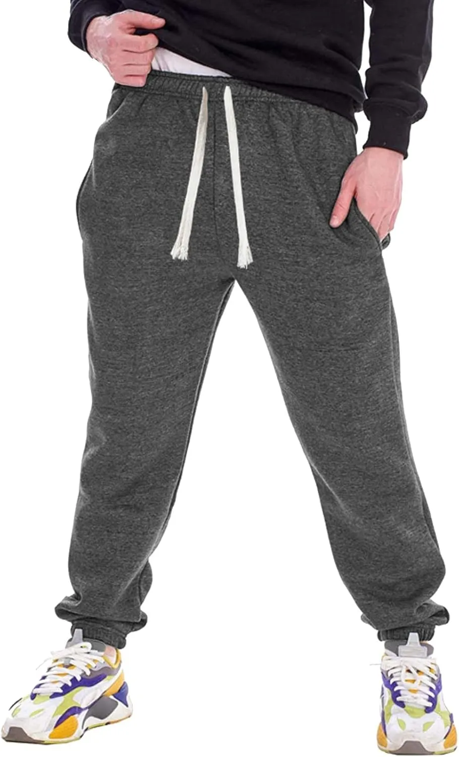 Mens Workout Cargo Sweatpants Ripstop Cargo Pants Lightweight Cotton Jogger Work Pants 6 Pocket Full Outdoor Casual