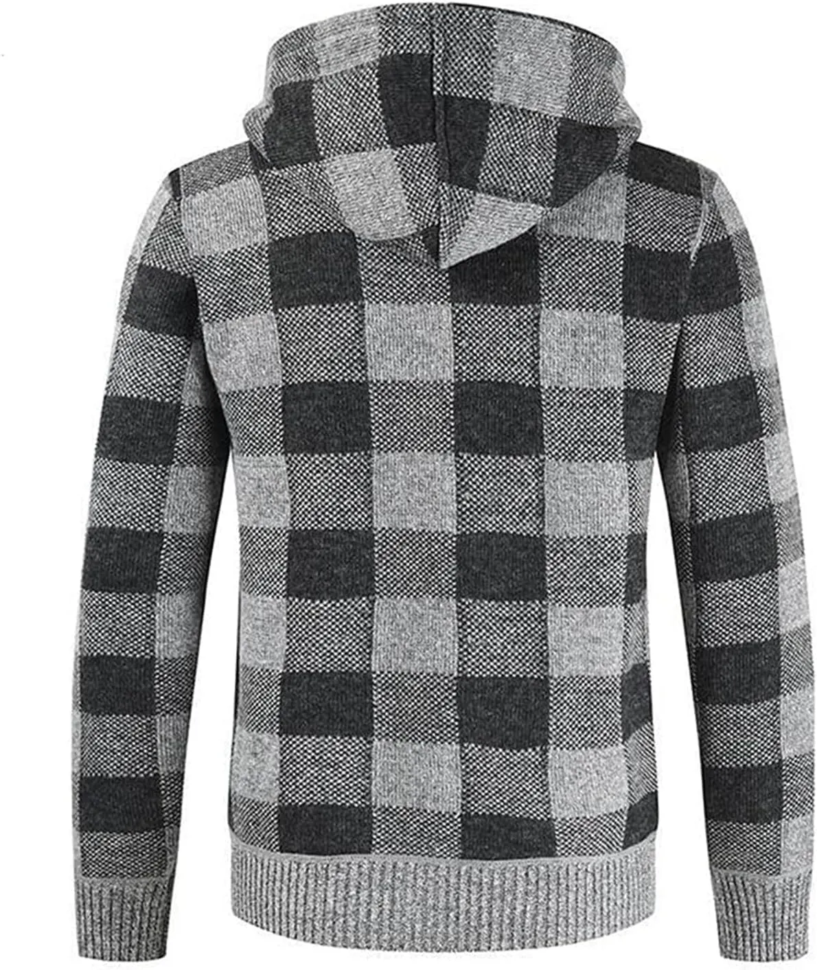 Men's Zip Up Casual Long Sleeve Hoodies Full Zipper Sherpa Fleece Lined Knit Cardigan Sweater Jacket Pockets