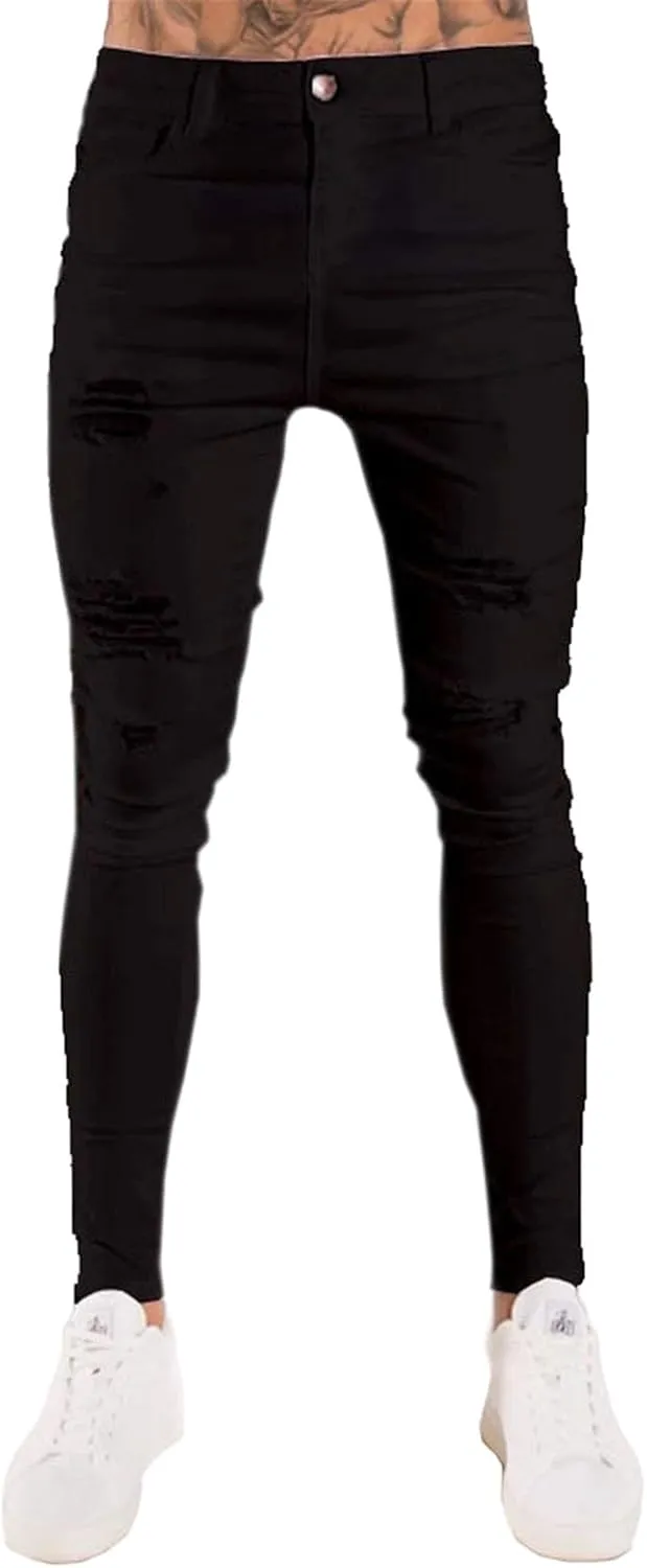 Mmoneyake Mens Slim Fit Jeans Ripped Distressed High Waist Skinny Jean Pants Stretch Denim Straight Leg Relaxed Fit Jeans