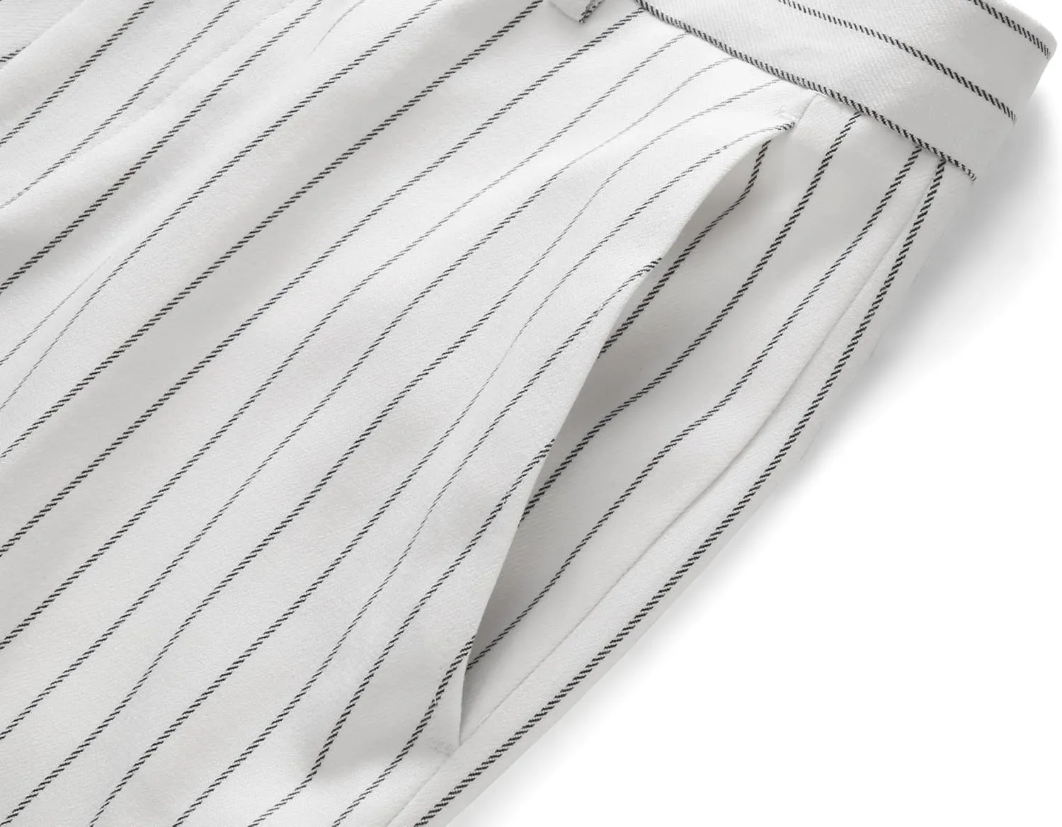 MOGU Men’s Striped Slim Fit Dress Pants – Adjustable Elastic Waist Pinstripe Suit Trousers, Business Casual Slacks