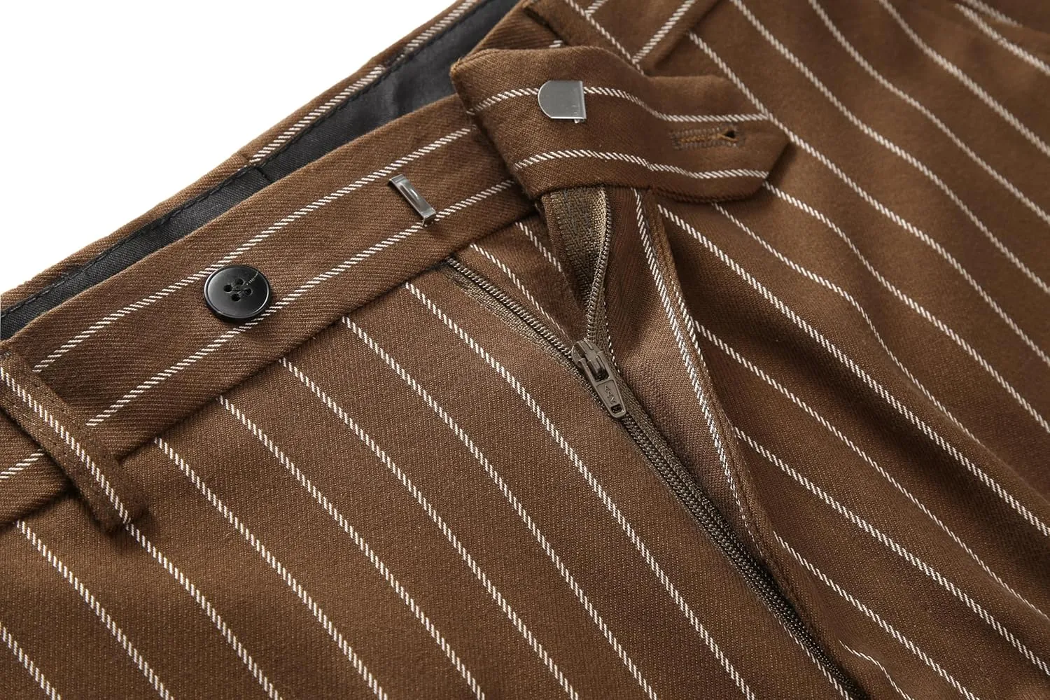 MOGU Men’s Striped Slim Fit Dress Pants – Adjustable Elastic Waist Pinstripe Suit Trousers, Business Casual Slacks
