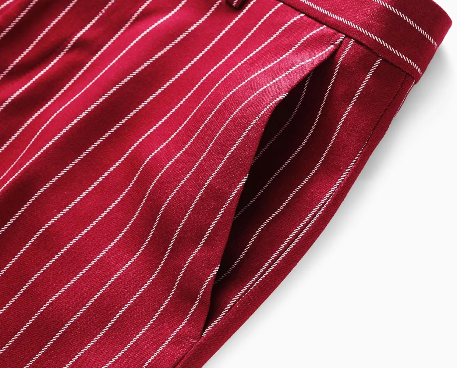 MOGU Men’s Striped Slim Fit Dress Pants – Adjustable Elastic Waist Pinstripe Suit Trousers, Business Casual Slacks