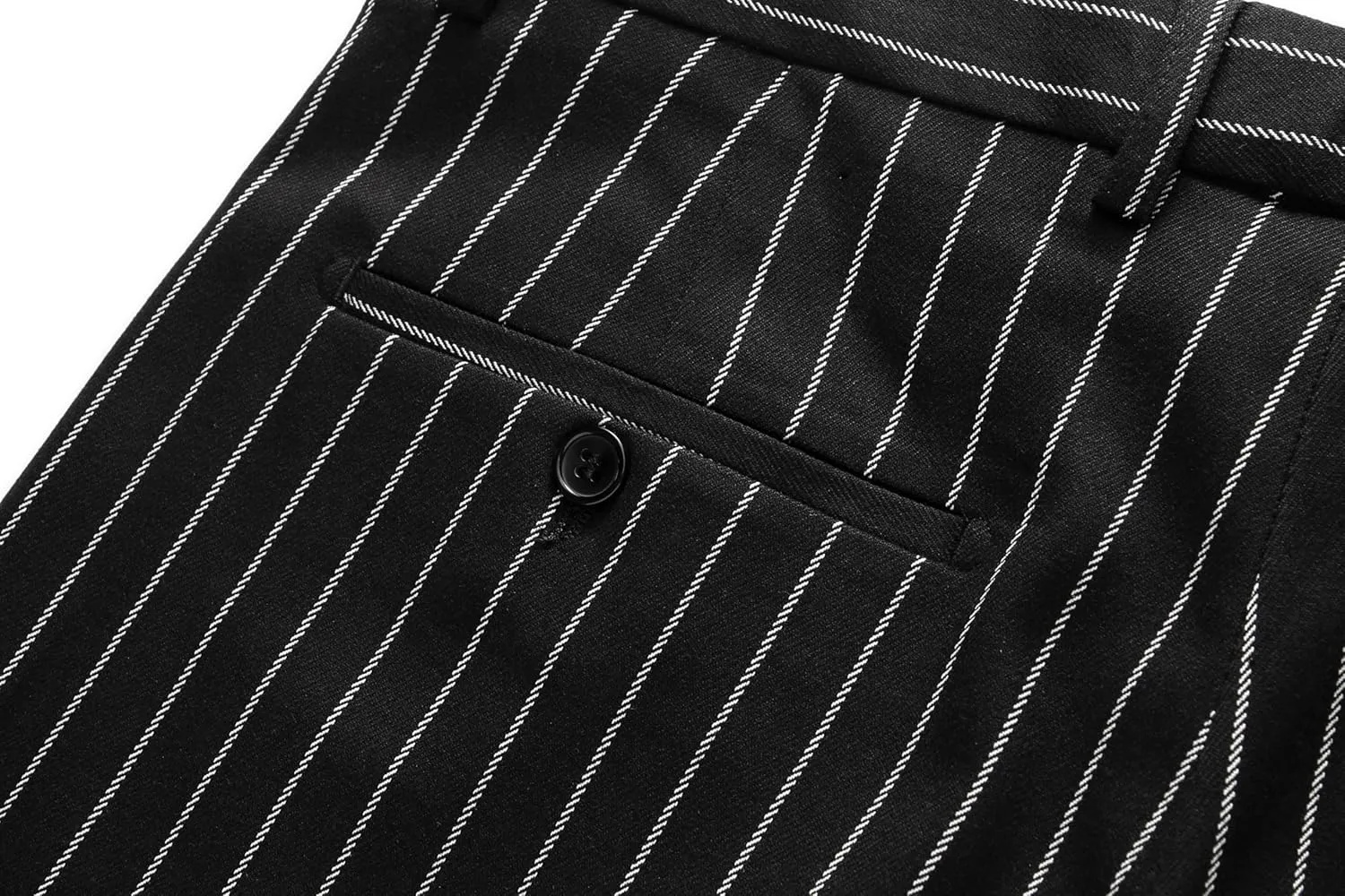 MOGU Men’s Striped Slim Fit Dress Pants – Adjustable Elastic Waist Pinstripe Suit Trousers, Business Casual Slacks