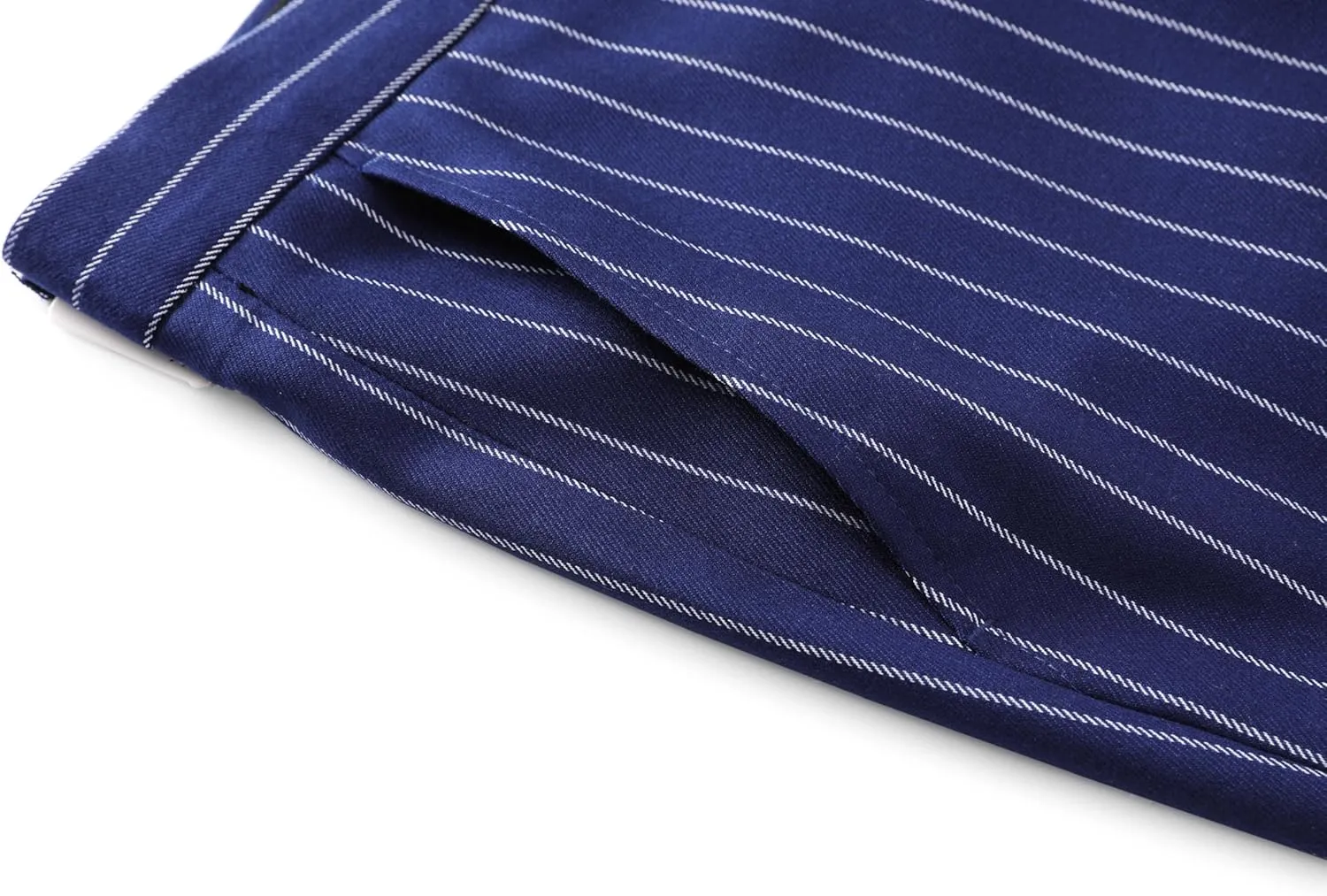 MOGU Men’s Striped Slim Fit Dress Pants – Adjustable Elastic Waist Pinstripe Suit Trousers, Business Casual Slacks