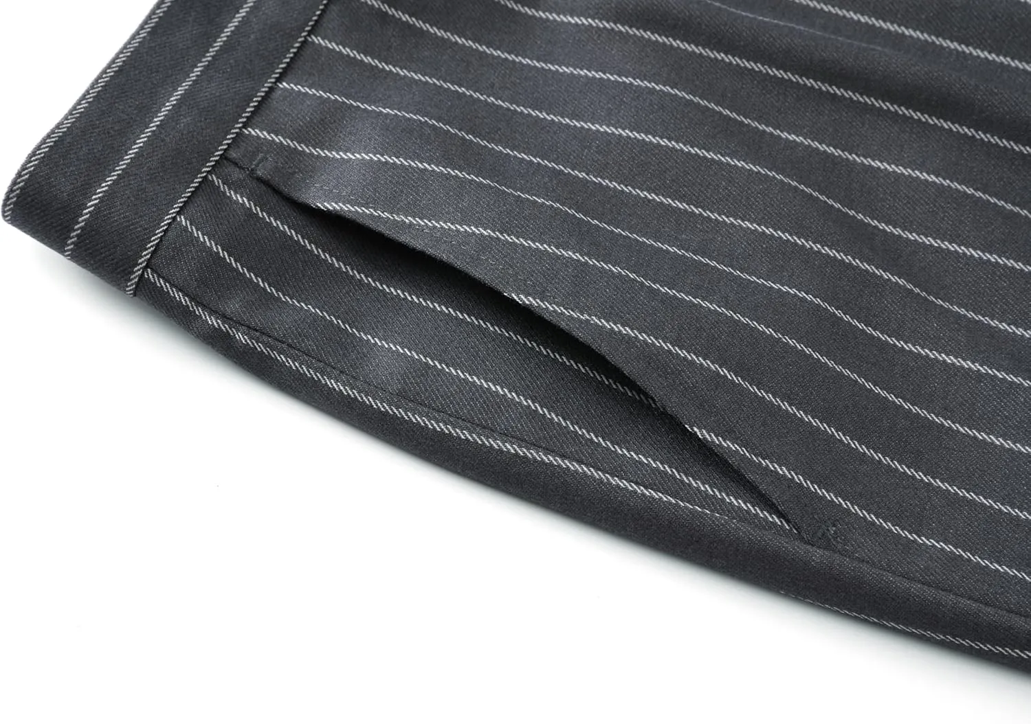 MOGU Men’s Striped Slim Fit Dress Pants – Adjustable Elastic Waist Pinstripe Suit Trousers, Business Casual Slacks