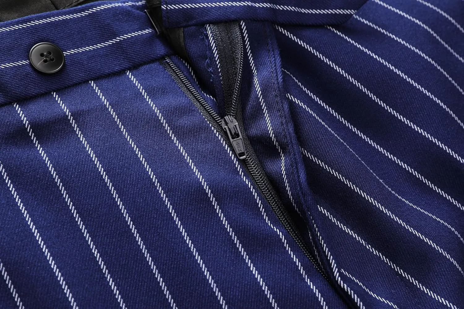 MOGU Men’s Striped Slim Fit Dress Pants – Adjustable Elastic Waist Pinstripe Suit Trousers, Business Casual Slacks