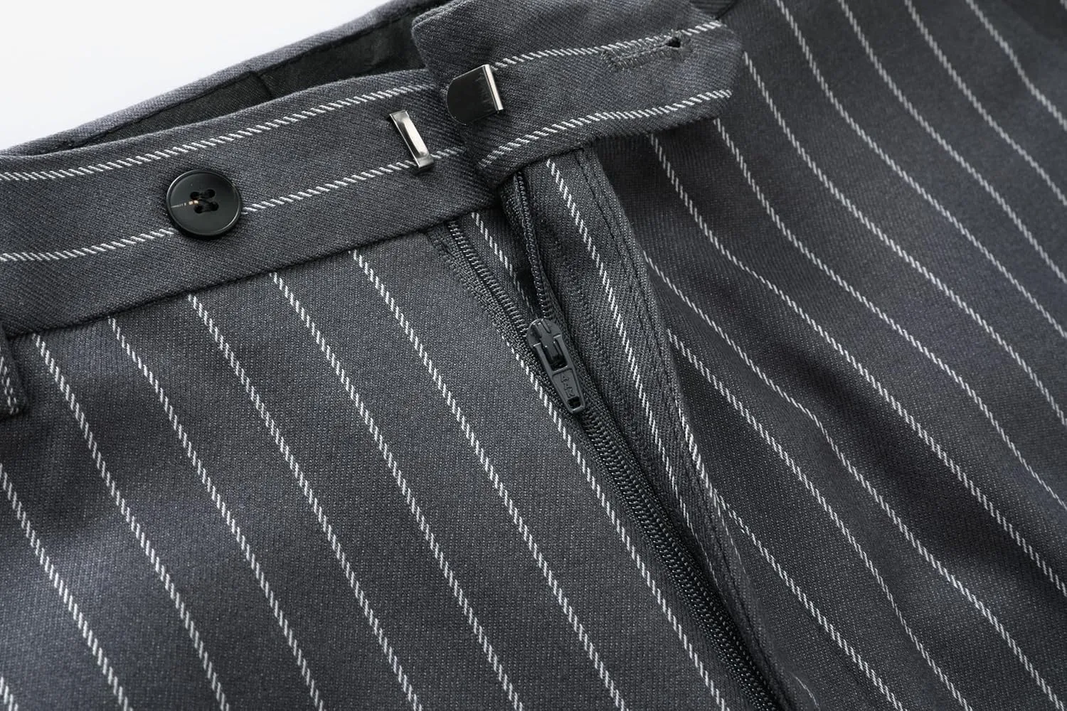 MOGU Men’s Striped Slim Fit Dress Pants – Adjustable Elastic Waist Pinstripe Suit Trousers, Business Casual Slacks