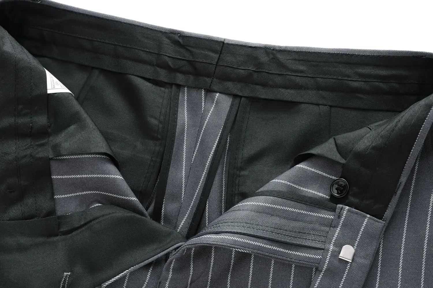 MOGU Men’s Striped Slim Fit Dress Pants – Adjustable Elastic Waist Pinstripe Suit Trousers, Business Casual Slacks