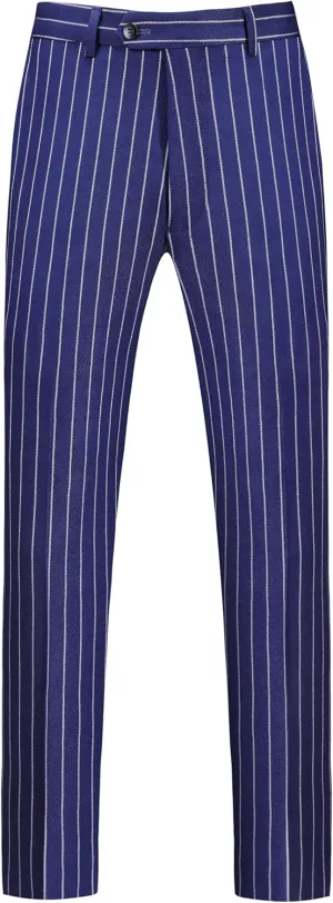 MOGU Men’s Striped Slim Fit Dress Pants – Adjustable Elastic Waist Pinstripe Suit Trousers, Business Casual Slacks
