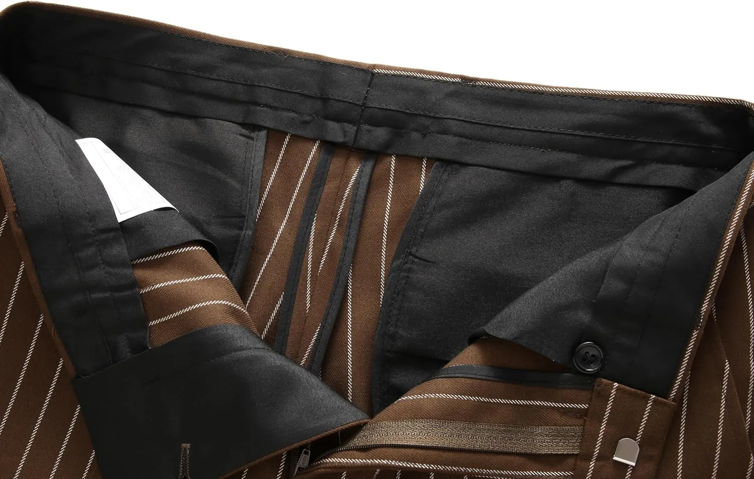 MOGU Men’s Striped Slim Fit Dress Pants – Adjustable Elastic Waist Pinstripe Suit Trousers, Business Casual Slacks
