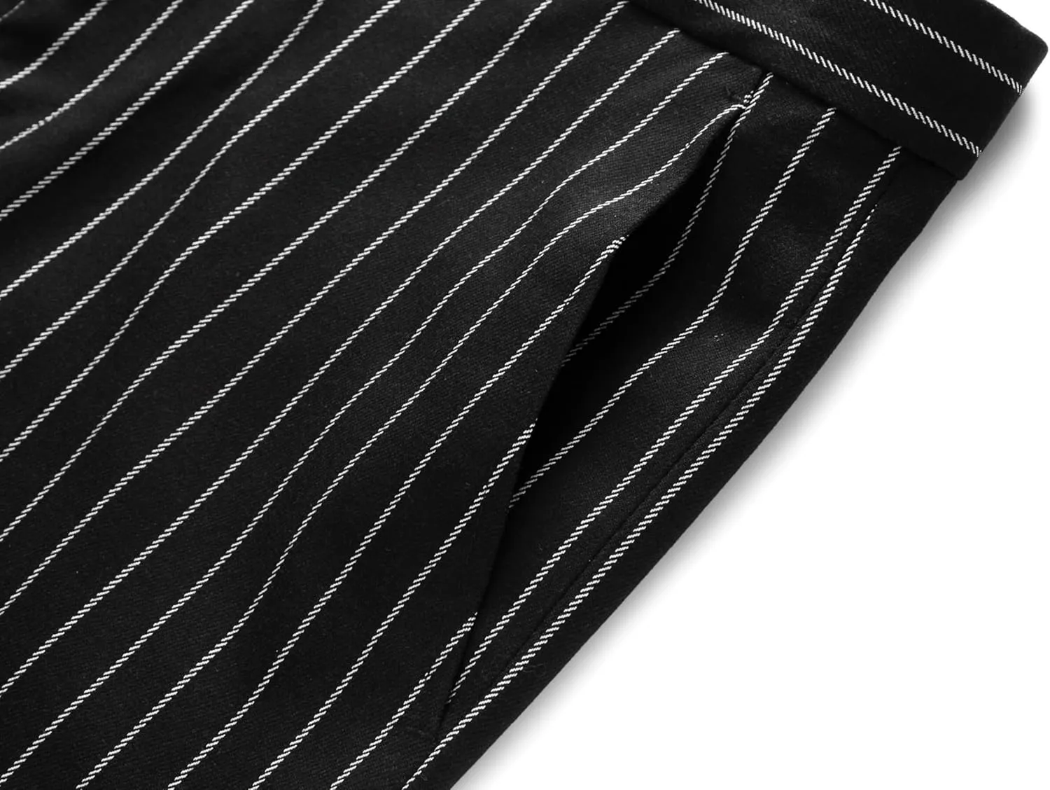 MOGU Men’s Striped Slim Fit Dress Pants – Adjustable Elastic Waist Pinstripe Suit Trousers, Business Casual Slacks