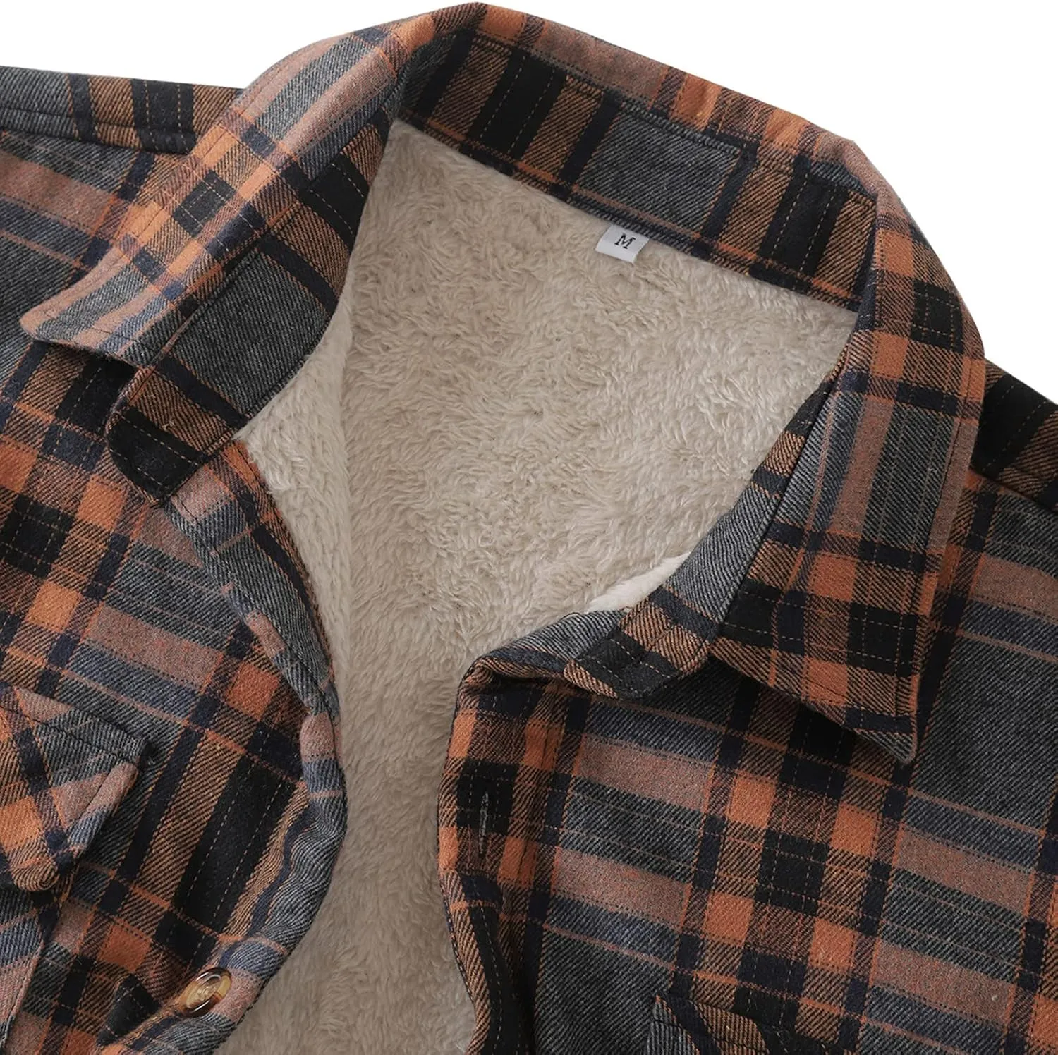 Muscularfit Mens Lined Flannel Shirt Jacket Regular Fit Long Sleeve Button Down Shacket Jackets Casual Coats Loose Outwear