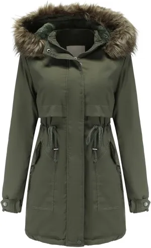 OIOLOYJM Oversized Faux Fur Hooded Coats Winter Fashion Coats Womens Warm Hooded Jacket Thick Padded Loose Fleece Outerwear