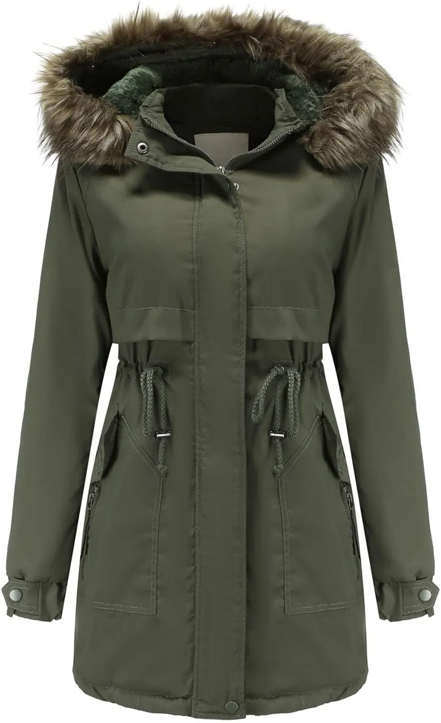 OIOLOYJM Oversized Faux Fur Hooded Coats Winter Fashion Coats Womens Warm Hooded Jacket Thick Padded Loose Fleece Outerwear