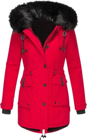 OIOLOYJM Oversized Faux Fur Hooded Coats Winter Fashion Coats Womens Warm Hooded Jacket Thick Padded Loose Fleece Outerwear