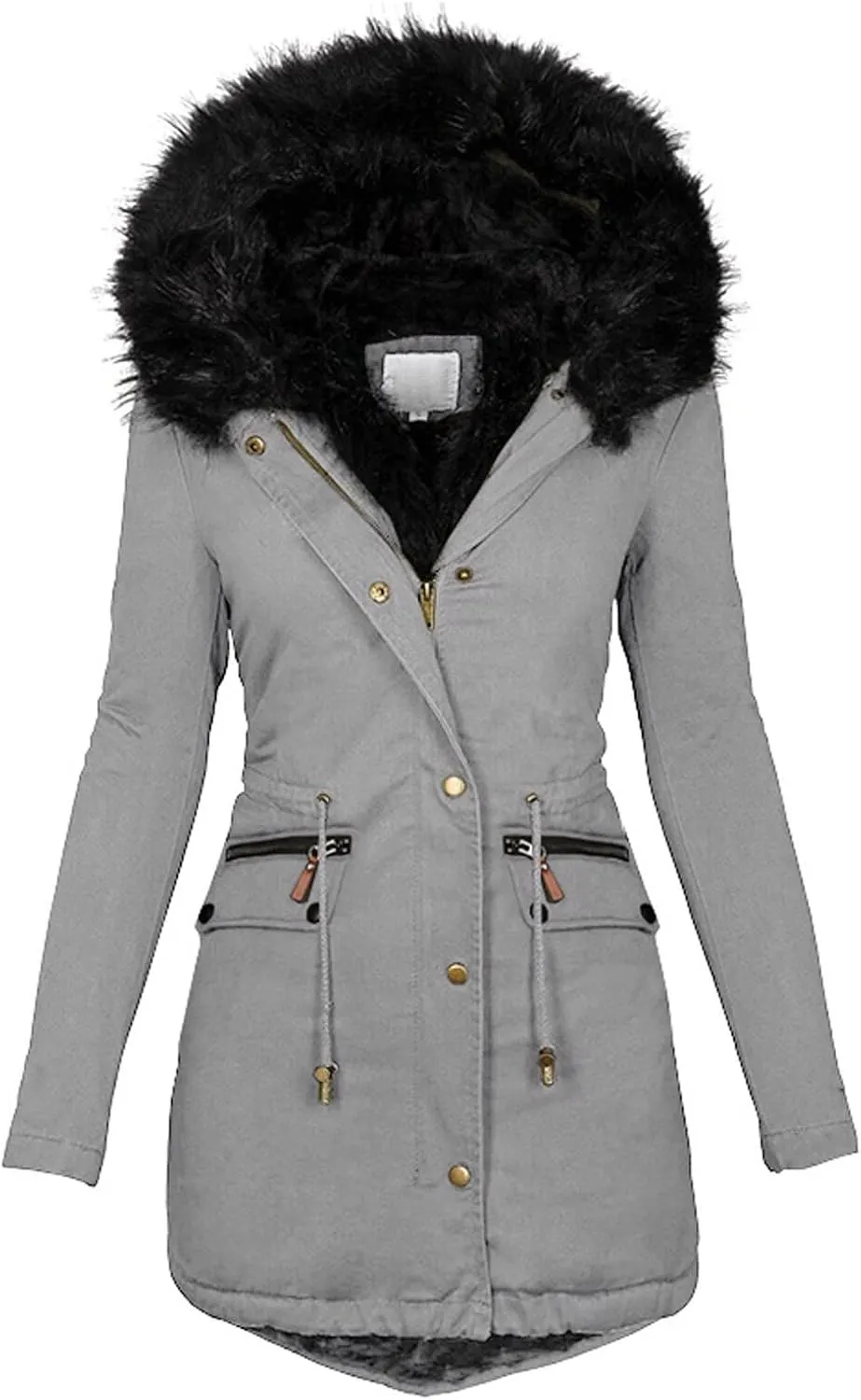 OIOLOYJM Oversized Faux Fur Hooded Coats Winter Fashion Coats Womens Warm Hooded Jacket Thick Padded Loose Fleece Outerwear