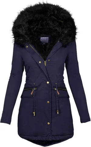 OIOLOYJM Oversized Faux Fur Hooded Coats Winter Fashion Coats Womens Warm Hooded Jacket Thick Padded Loose Fleece Outerwear