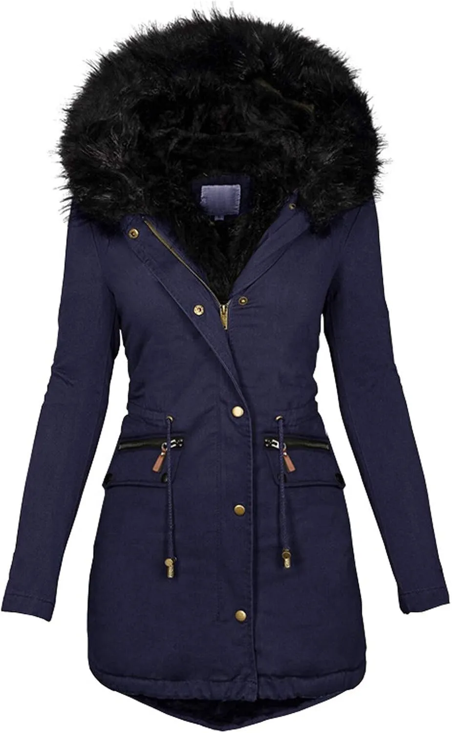 OIOLOYJM Oversized Faux Fur Hooded Coats Winter Fashion Coats Womens Warm Hooded Jacket Thick Padded Loose Fleece Outerwear