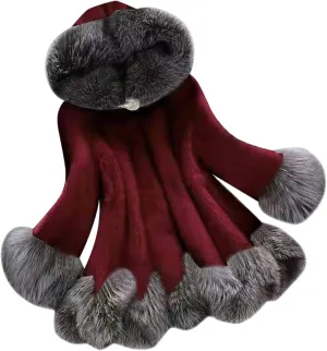 OIOLOYJM Winter Fashion Coats Womens Warm Hooded Jacket Thick Padded Loose Fleece Outerwear Oversized Faux Fur Hooded Coats